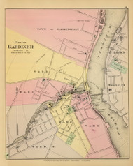 City of Gardiner 29, Maine 1894 Old Map Reprint - Stuart State Atlas