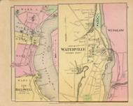 Cities of Hallowell, Waterville and Winslow Village 30, Maine 1894 Old Map Reprint - Stuart State Atlas