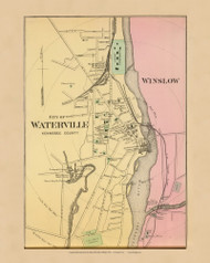 Waterville & Winslow Villages 30a, Maine 1894 Old Map Reprint - Stuart State Atlas