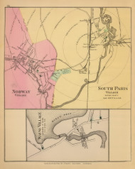 Norway, South Paris and Wayne Villages 38, Maine 1894 Old Map Reprint - Stuart State Atlas