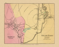 Norway & South Paris Villages 38a, Maine 1894 Old Map Reprint - Stuart State Atlas