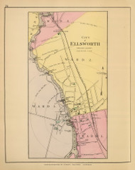 City of Ellsworth 43, Maine 1894 Old Map Reprint - Stuart State Atlas