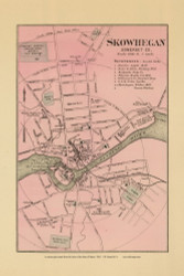 Skowhegan Village 50b, Maine 1894 Old Map Reprint - Stuart State Atlas