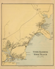 York Harbor and York Beach 58, Maine 1894 Old Map Reprint - Stuart State Atlas