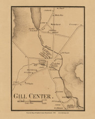 Gill Center, Massachusetts 1858 Old Town Map Custom Print - Franklin Co.