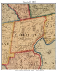 Greenfield, Massachusetts 1858 Old Town Map Custom Print - Franklin Co.