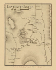 Leverett Center, Massachusetts 1858 Old Town Map Custom Print - Franklin Co.