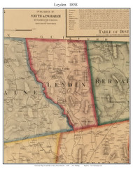 Leyden, Massachusetts 1858 Old Town Map Custom Print - Franklin Co.