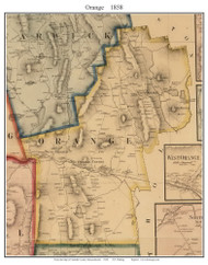 Orange, Massachusetts 1858 Old Town Map Custom Print - Franklin Co.