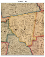 Shelburne, Massachusetts 1858 Old Town Map Custom Print - Franklin Co.