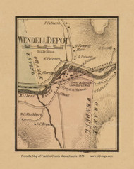Wendell Depot, Massachusetts 1858 Old Town Map Custom Print - Franklin Co.