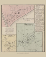 Hockingport, Mineral City & Marshfield Villages, Ohio 1875 Old Town Map Custom Reprint - Athens Co