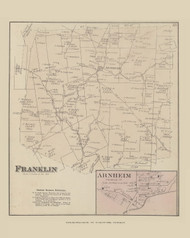 Town of Franklin and Arnheim Village 48, Ohio 1876 Old Town Map Custom Reprint - Brown Co