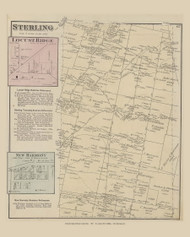 Town of Sterling and Locus Ridge and New Harmony Villages 60, Ohio 1876 Old Town Map Custom Reprint - Brown Co