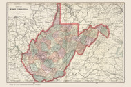 WestVirginia 1901 Cram - Old State Map Reprint