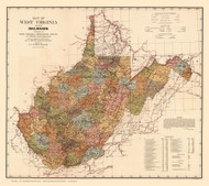 WestVirginia 1917 West Virginia Railroads - Old State Map Reprint