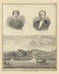 Residence & Portraits of Mr. and Mrs. J.P. Todhunter 19, Ohio 1875 Old Town Map Custom Reprint - Fayette County
