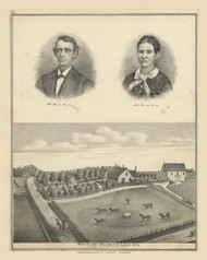 Residence & Portraits of Rev. William A. & Susan King 20, Ohio 1875 Old Town Map Custom Reprint - Fayette County