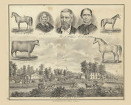 Residence, Stock & Portraits of Thomas N. McElwain, Jane McElwain & Sarah A. McElwain 27, Ohio 1875 Old Town Map Custom Reprint - Fayette County