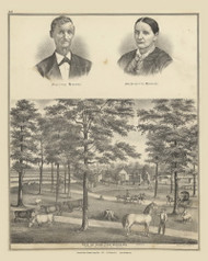 Residence & Portraits of Mr & Mrs. Hamilton Rodgers 30, Ohio 1875 Old Town Map Custom Reprint - Fayette County