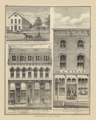 Residence & Shop of Paul Hartman, First National Bank, R. Millikan's Store & Marcus S. Sager's Store 39, Ohio 1875 Old Town Map Custom Reprint - Fayette County