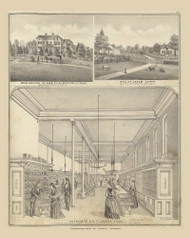 Residences of Mrs. Elizabth Millikan nd Jacob Carr and Interior of S.zN. Yeoman's Store 42, Ohio 1875 Old Town Map Custom Reprint - Fayette County