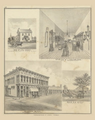 Residences of J.P.A. Dickey & W.R. Steele, Interior of L. Hegler's Store & McLean's Block 43, Ohio 1875 Old Town Map Custom Reprint - Fayette County