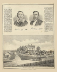 Residence & Portraits of W.M. Burnett and Eveline Burnett 47, Ohio 1875 Old Town Map Custom Reprint - Fayette County