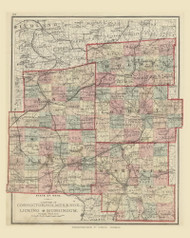 Coshocton, Holmes, Knox, Licking and Muskingum Counties, Ohio 83, 1875 Old Map Custom Reprint - From the Atlas of  Fayette County, Ohio