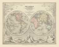 The World in Hemispheres 97, 1875 Old Map Custom Reprint - From the Atlas of  Fayette County, Ohio