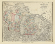 County Map of Michigan and Wisconsin 104, 1875 Old Map Custom Reprint - From the Atlas of  Fayette County, Ohio