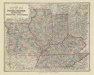 County Map of Indiana, Illinois, Missouri and Tennessee 105, 1875 Old Map Custom Reprint - From the Atlas of  Fayette County, Ohio
