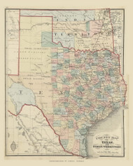 County Map of Texas and Indian Territory 108, 1875 Old Map Custom Reprint - From the Atlas of  Fayette County, Ohio