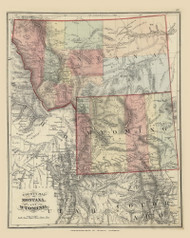 County Map of Montana and Wyoming 111, 1875 Old Map Custom Reprint - From the Atlas of  Fayette County, Ohio
