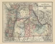 County Map of regon, Washington, and Idaho 112, 1875 Old Map Custom Reprint - From the Atlas of  Fayette County, Ohio