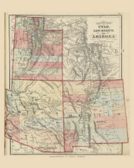 County Map of Utah, New Mexico and Arizona 113, 1875 Old Map Custom Reprint - From the Atlas of  Fayette County, Ohio