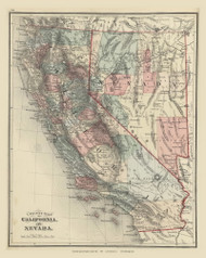 County Map of California and Nevada 114, 1875 Old Map Custom Reprint - From the Atlas of  Fayette County, Ohio