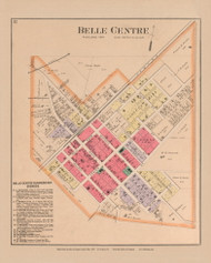 Belle Center 42, Ohio 1890 Old Town Map Custom Reprint - LoganCo