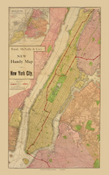New York City 1908 - Rand McNally - New Handy Map - Manhattan - Old Map Reprint