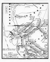 New York City 1912 - Brooklyn Rapid Transit Map - Subway  - Old Map Reprint