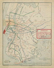 New York City 1917 - Brooklyn Rapid Transit Map - Subway  - Old Map Reprint