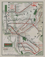 New York City 1939 - BMT World's Fair  (Map Only)- Subway  - Old Map Reprint