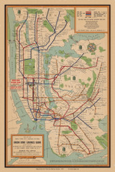 New York City 1831 - NYC Subway System - Union Dime Savings Bank   - Old Map Reprint
