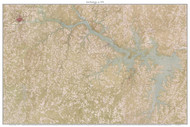 Kerr Reservoir (Darkened) 1970 - Custom USGS Old Topo Map - Virginia