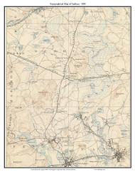 Sudbury 1890 - Custom USGS Old Topo Map - Massachusetts - Middlesex Co.