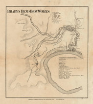 Bradys Bend Iron Works Village, Bradys Bend Pennsylvania 1861 Old Town Map Custom Print - Armstrong Co.