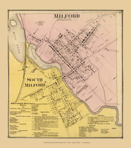 Milford and South Milford Villages, Delaware State Atlas 1868 Old Town Map Reprint - Kent Co.