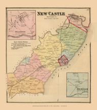New Castle Town, Stanton and Red Lion Villages, Delaware State Atlas 1868 Old Town Map Reprint - New Castle Co.