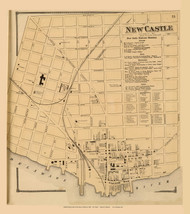 New Castle Village, Delaware State Atlas 1868 Old Town Map Reprint - New Castle Co.
