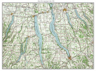 Large Finger Lakes 1958 - Custom USGS Old Topo Map - New York - Finger Lakes